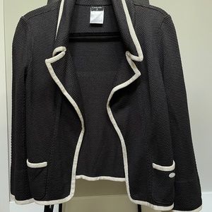 Vintage Chanel Silk Knit Jacket Charcoal Gray